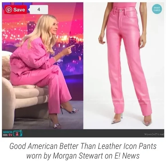 Good American Good Icon Faux Leather Pants💕SOLD OUT💕Barbie Core Pink Size 4/27 - Picture 7 of 12